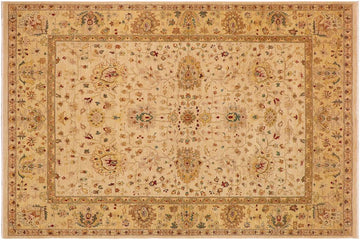 handmade Traditional Kafkaz Chobi Ziegler Beige Gold Hand Knotted RECTANGLE 100% WOOL area rug 9 x 12
